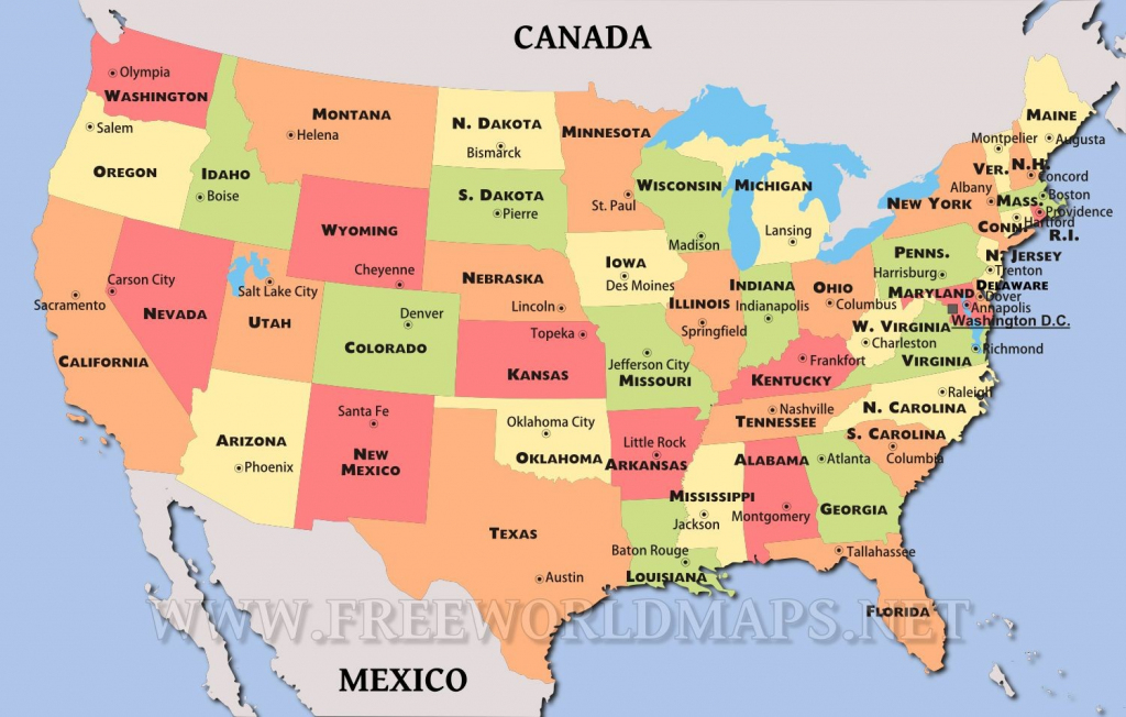 Us Political Map Free Printable Of Usa With Capitals 8 | Printable Political Map Of Usa