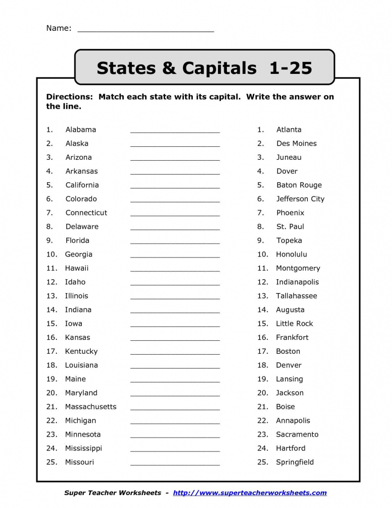 Us State Map Quiz Printable Us Capitals Map Quiz Printable State | Free Printable United States Map Quiz
