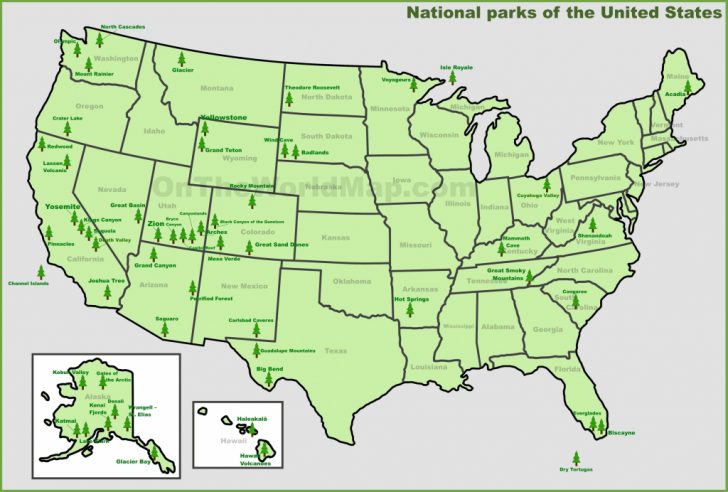 Printable Map Of National Parks In Usa