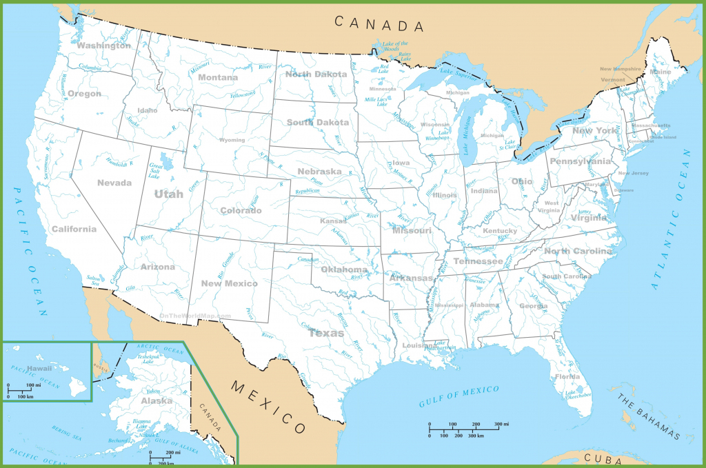Usa Rivers And Lakes Map | Printable Map Of Major Us Rivers