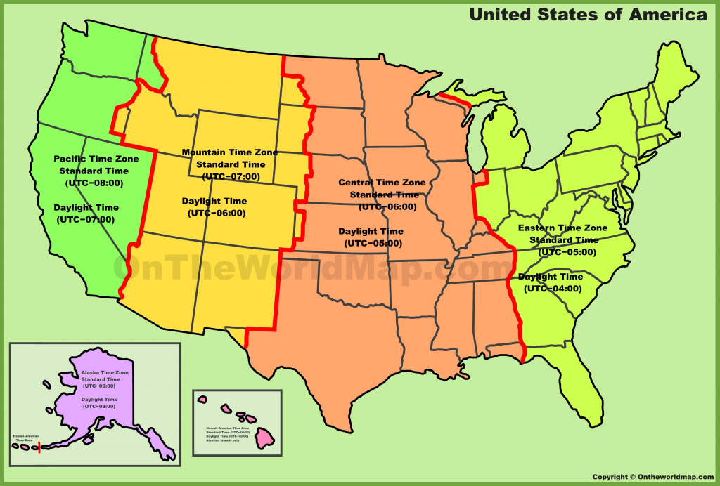 Usa Time Zone Map | Printable Map Of The United States With Time Zones