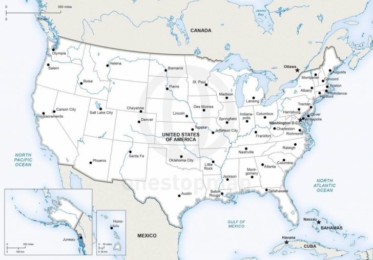 Free Printable Usa Map With Major Cities