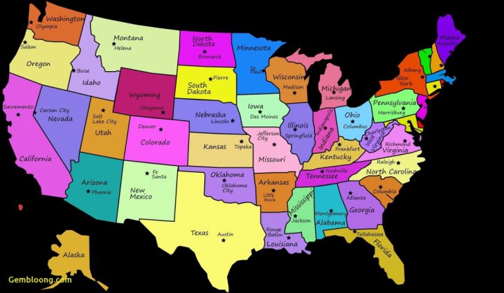 Printable Map Of Usa And Capitals