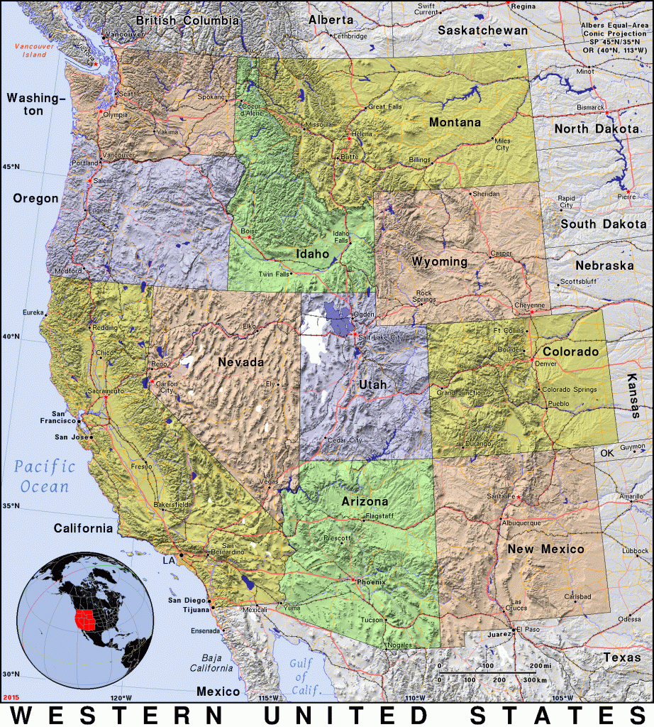 Western United States · Public Domain Mapspat, The Free, Open | Printable Map Of The West Region Of The United States