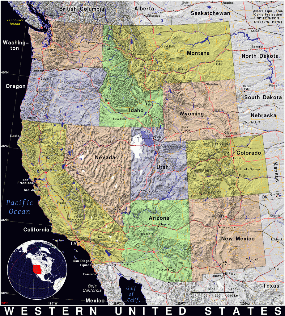 Western United States · Public Domain Mapspat, The Free, Open | Printable Map Of Western Usa
