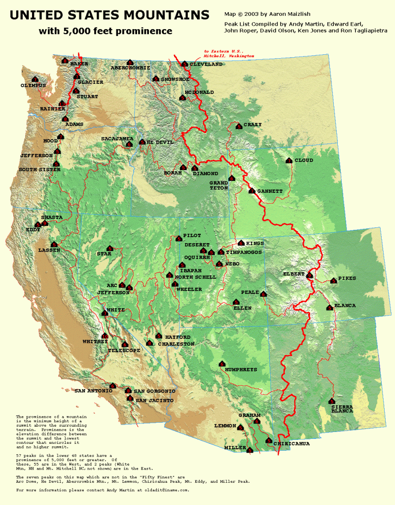 Westernussummits.gif (1098×1404) | Maps | Map, Printable Maps | Western United States Road Map Printable