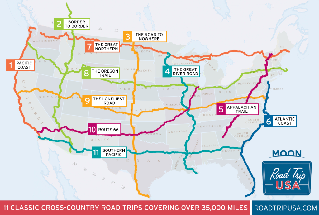 11 Epic Cross-Country American Road Trips | Road Trip Usa | Road Trip Road Map of USA