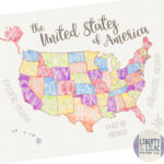 16X20" Us Map United States Map In Pastel Colors Fun Us Map For | Printable Map Of Usa 16X20