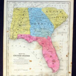 1848 Map Florida Georgia Alabama South Carolina Hand Colored Steel | Map Of Florida And Georgia USA