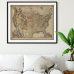 1897 United States Map Print, Vintage Usa Map Art, Antique Us Map | Wall Art Map Of Usa