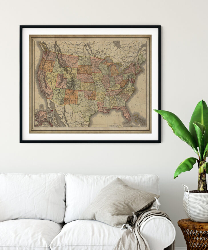 Wall Art Map of USA