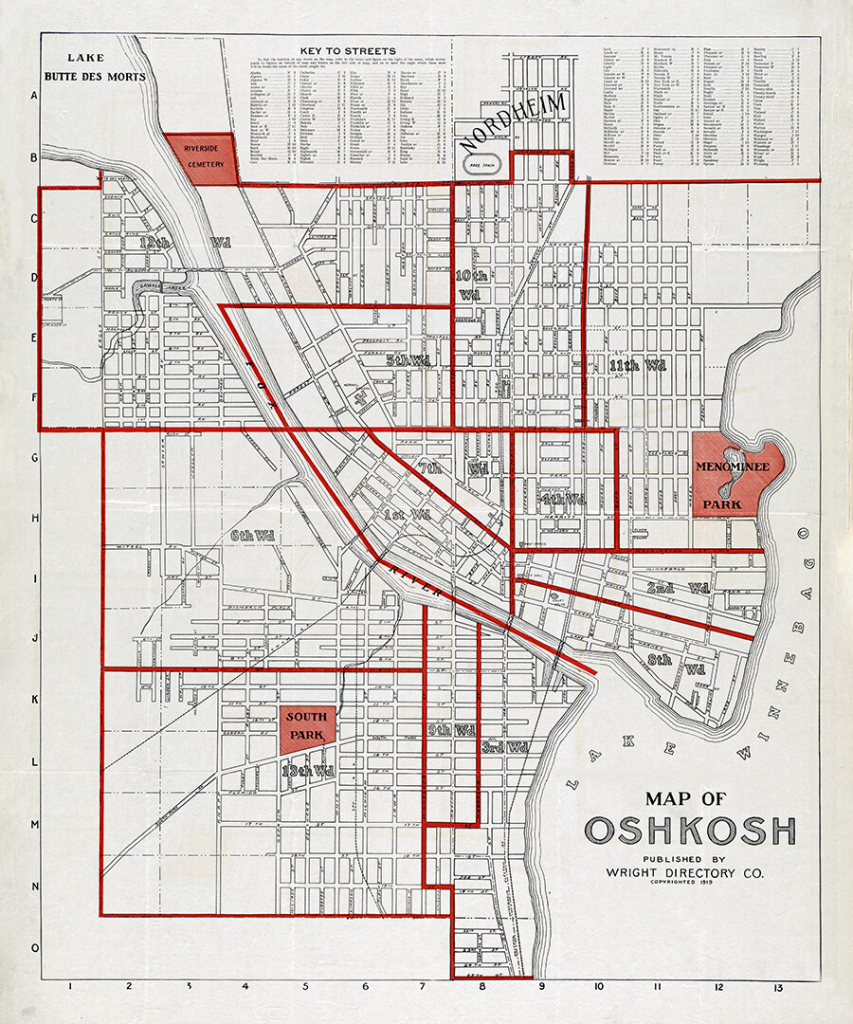 1919 Map Of Oshkosh Winnebago County Wisconsin | Map Of Oshkosh Wisconsin Usa