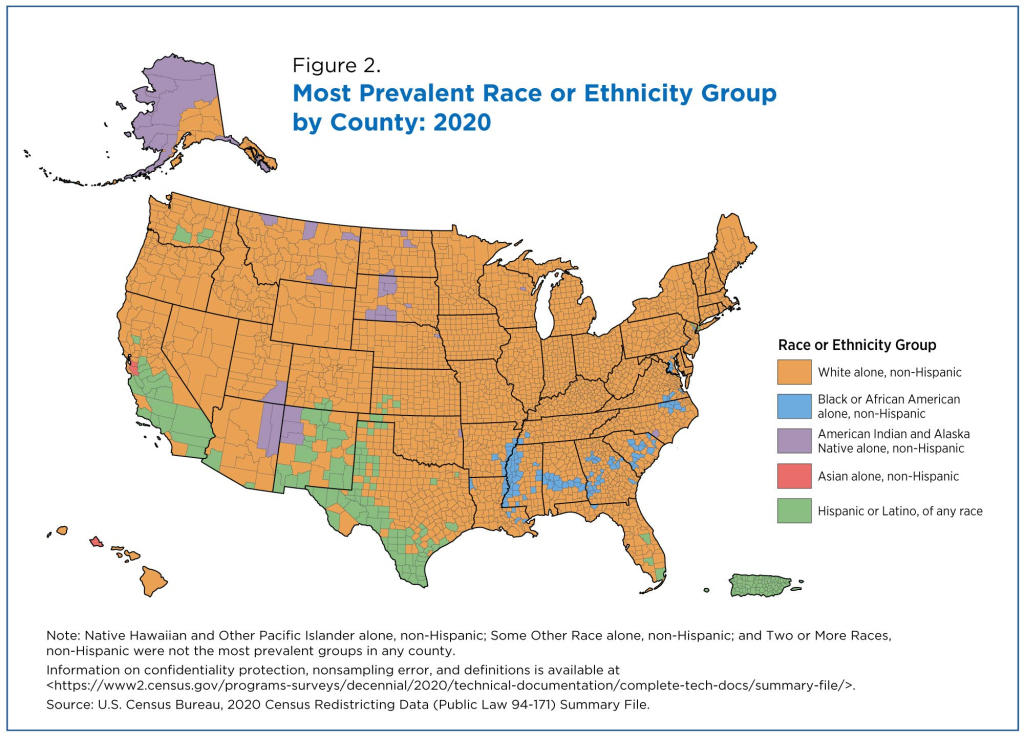 2020 U.s. Population More Racially, Ethnically Diverse Than In 2010 | Map of USA by Race