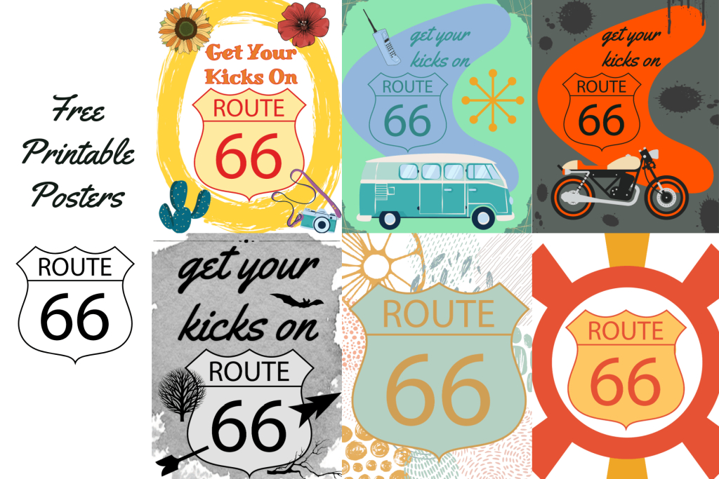 6 Free Printable Route 66 Travel Wall Art Gallery Prints! | Free Printable Map Of Route 66 Usa