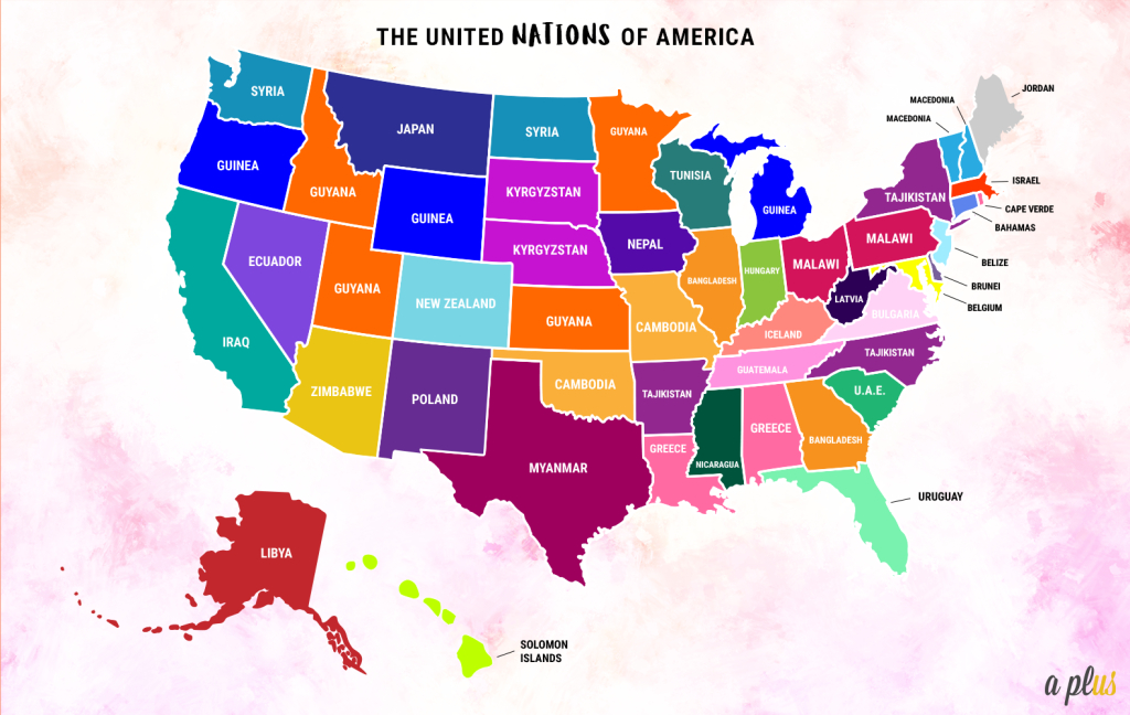 A Map Of The United States With Countries Of Similar Size To Each | Map of USA with Countries