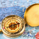 A Map Of The Usa With A Compass Laid Over It Stock Photo, Picture | Map Of The USA With Compass