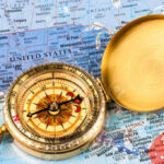 A Map Of The Usa With A Compass Laid Over It Stock Photo, Picture | Map Of Usa With Compass