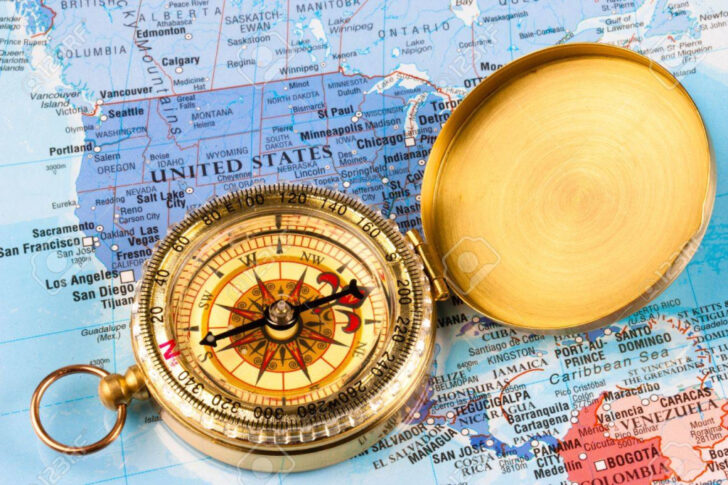 Map of USA with Compass