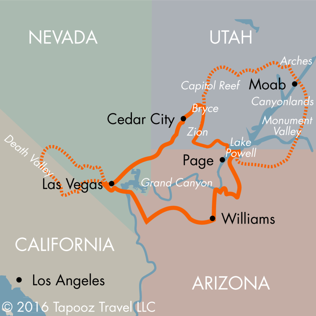 Accessible Grand Canyon Tour | Tapooz Travel | Map Of Southwest Usa National Parks