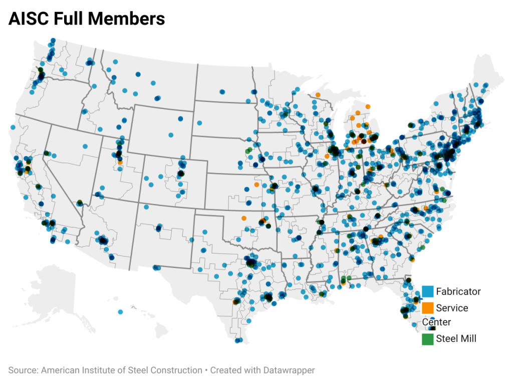 Advocacy | American Institute Of Steel Construction | Map Of Steel Mills In Usa