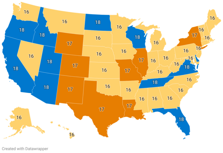 Age of Consent USA Map