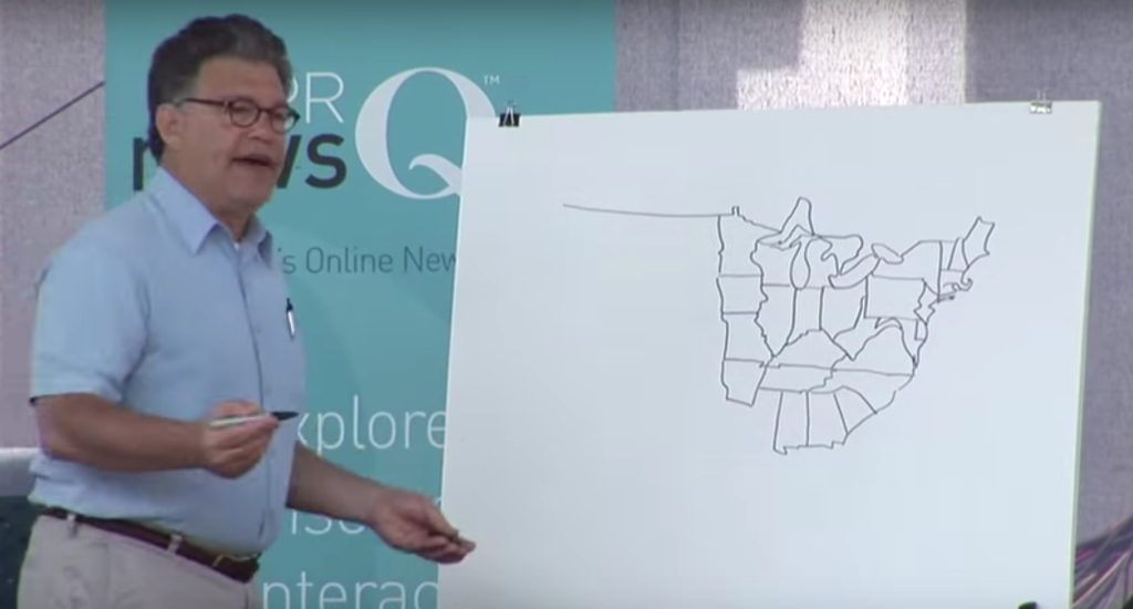 Al Franken Flashback: Watch The Minnesota Senator Freehand Draw | Al Franken Draws Map of USA