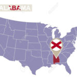 Alabama State On Usa Map. Alabama Flag And Map. Us States. Royalty | Map Of Usa Showing Alabama