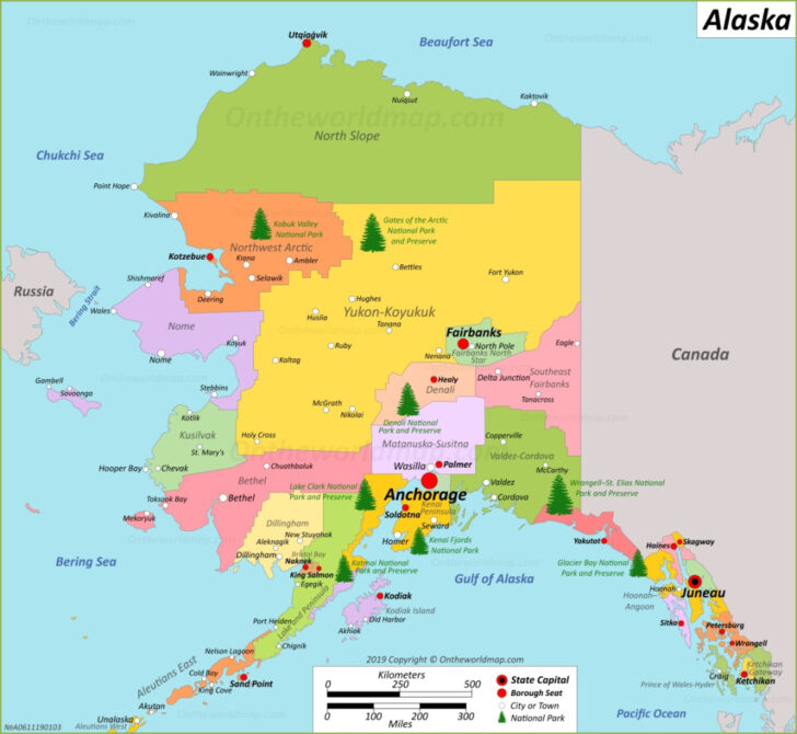 Detailed Map of Alaska USA