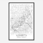 Alpharetta Georgia Map Poster, Modern Home Decor Wall Art Print   Custom  Maps & Posters | Map Of Alpharetta Georgia USA