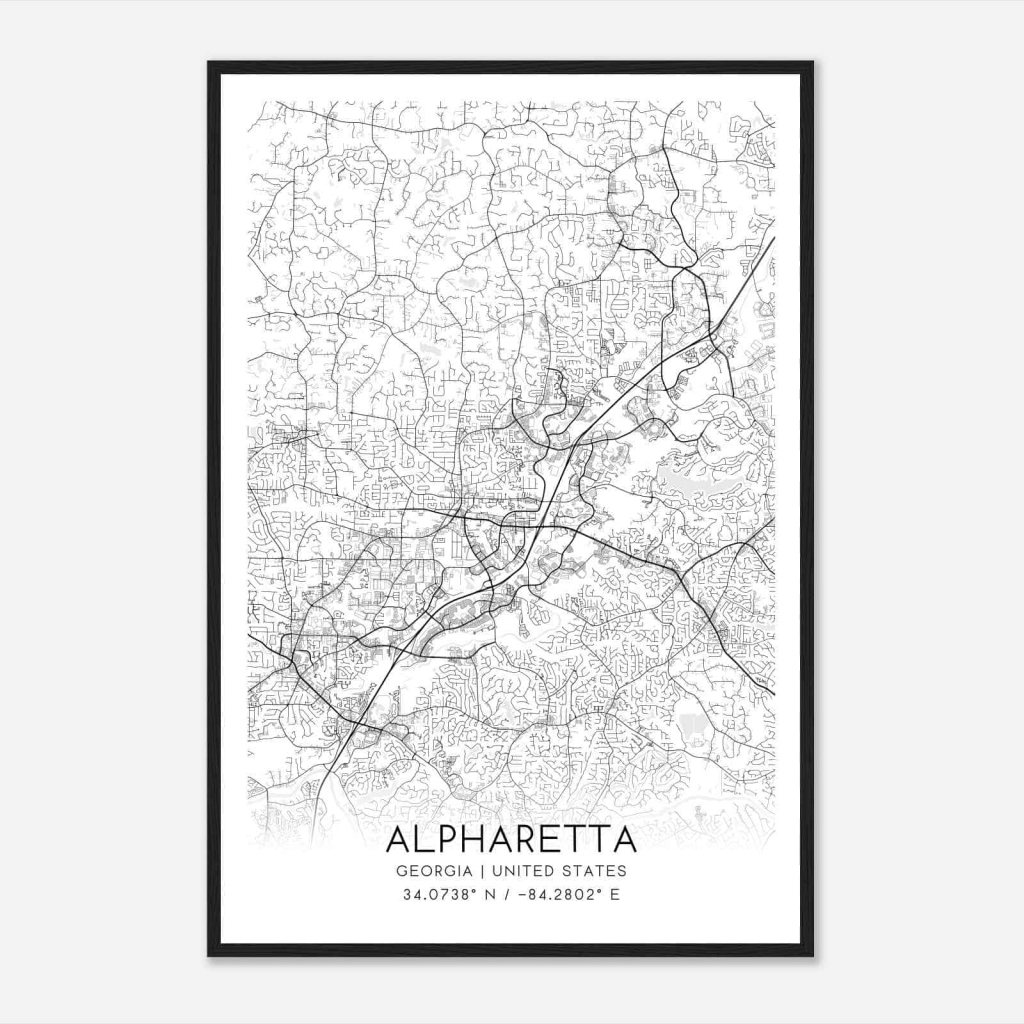 Alpharetta Georgia Map Poster, Modern Home Decor Wall Art Print - Custom Maps &amp;amp; Posters | Map of Alpharetta Georgia USA