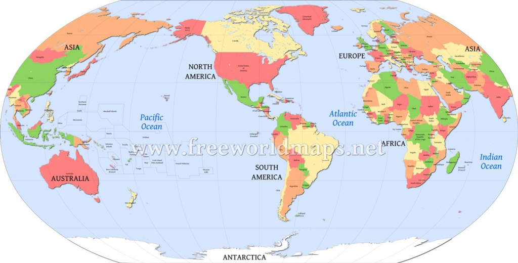 America Centric World Map | Map of World with USA in Center