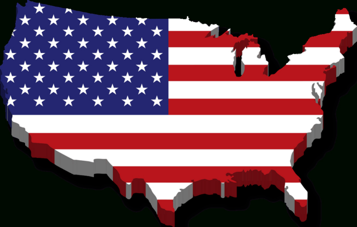 Map of USA with Flag