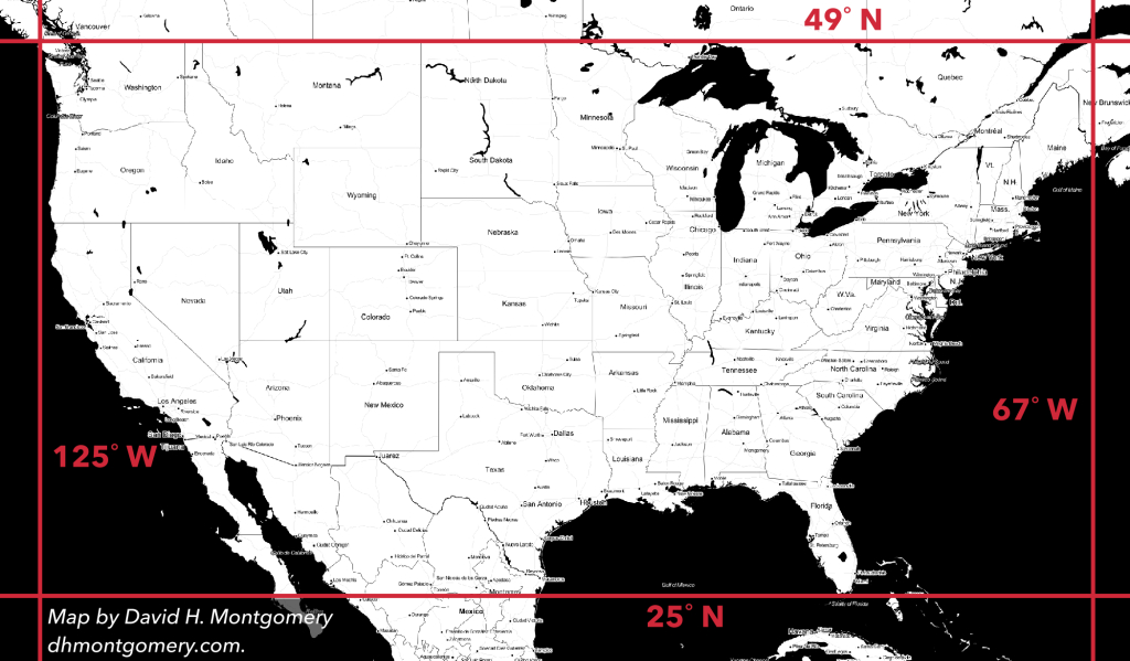 American Latitude | Map of USA with Latitude Lines