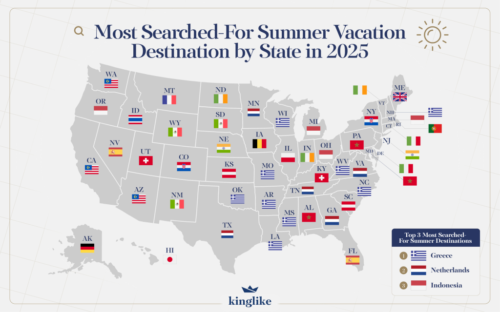 America&amp;#039;S Most Searched-For Summer Vacation Destinations In 2025 | Map of USA Vacation Destinations