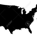 An Outline Map Of Theunited States Of America In Black Silhouette | Map Of USA With Compass