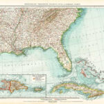 Antique Map South East America Usa United | Map Of Usa And Cuba