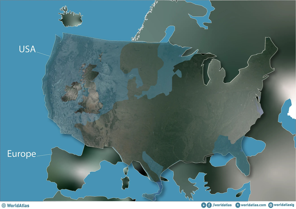 Are The Usa And Europe The Same Size? - Worldatlas | Map Of Europe And Usa