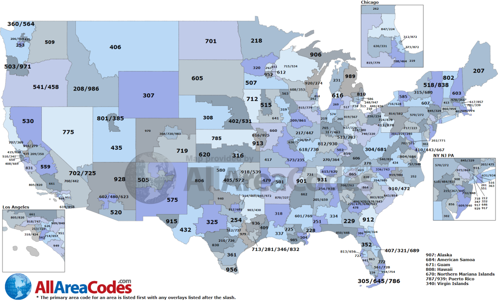 Area Code Map - Interactive And Printable | Map Of Usa Area Codes
