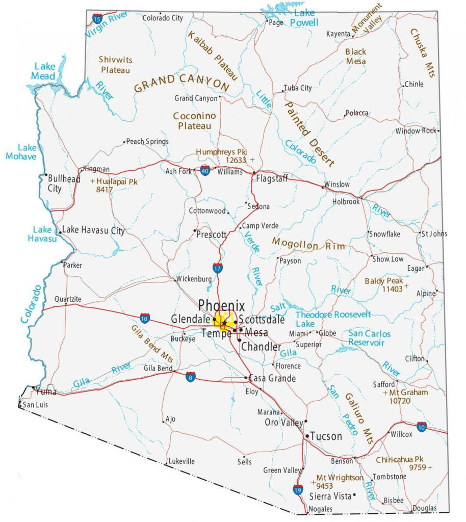 Arizona Map - Cities And Roads - Gis Geography | Arizona On Map Of Usa
