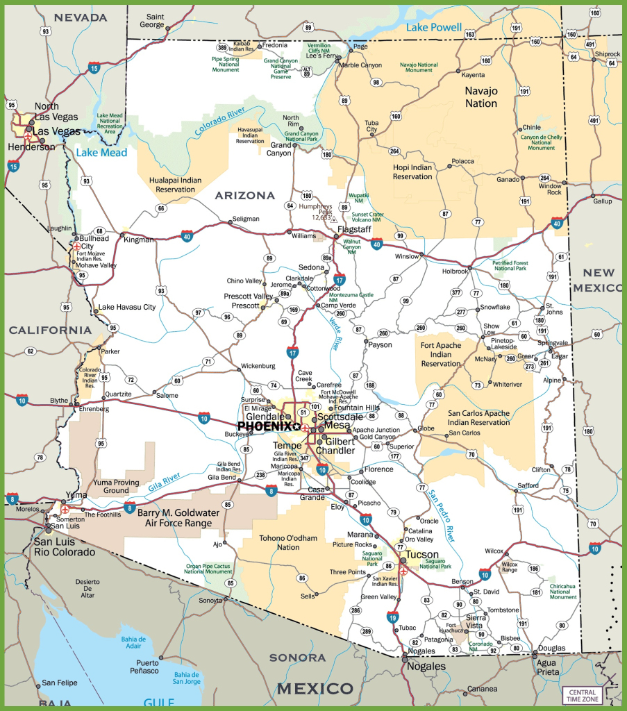 Arizona Road Map - Ontheworldmap | Road Map Of Arizona Usa