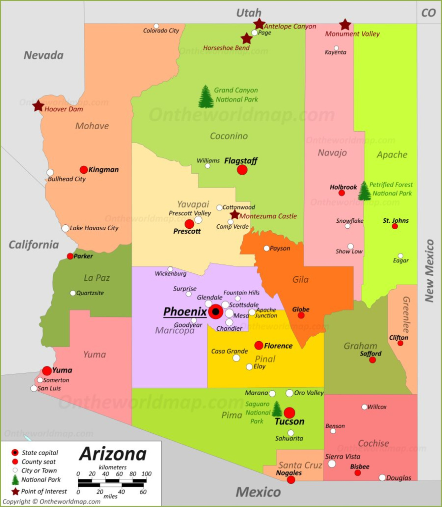Arizona State Map | Usa | Maps Of Arizona (Az) | Detailed Map Of Arizona Usa