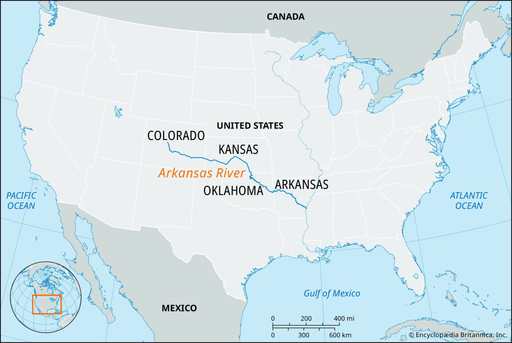 Arkansas River | History, Basin, Location, Map, &amp;amp; Facts | Britannica | Map of Red River USA