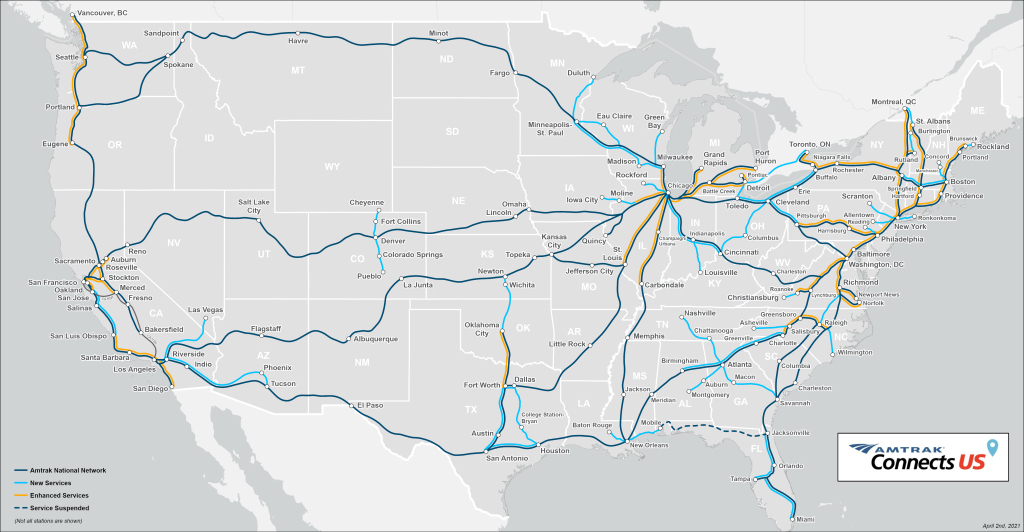 As Biden Pushes Major Rail Investments, Amtrak&amp;#039;S 2035 Map Has | Map Of Passenger Trains In Usa