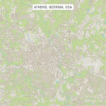 Athens Georgia Us City Street Map Digital Artfrank Ramspott | Map Of Athens Georgia USA