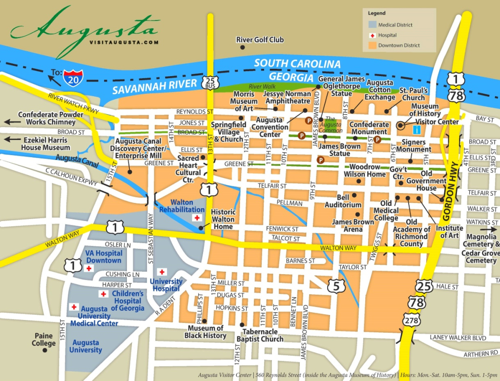 Augusta (Georgia) Road Map - Ontheworldmap | Map of Augusta Georgia USA
