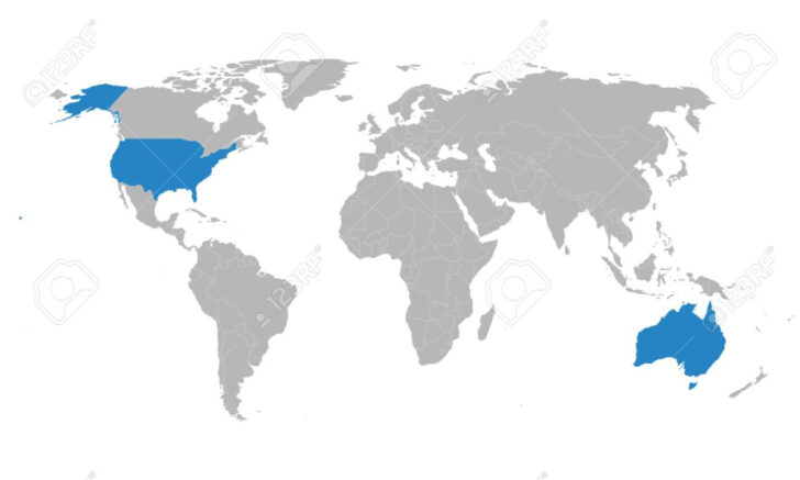 Map of USA and Australia