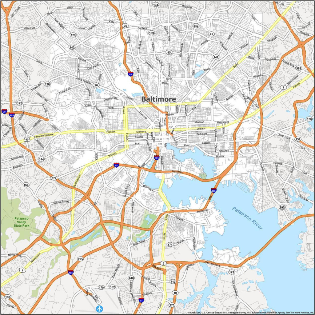 Baltimore Map, Maryland - Gis Geography | Map of Baltimore Maryland USA