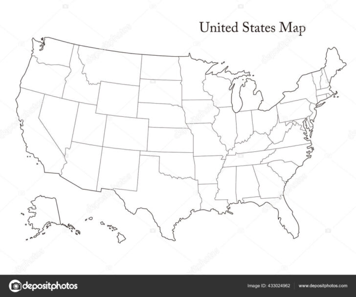 Map of USA with State Borders