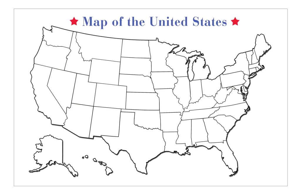 Blank 50 United States Outline Map Poster Laminated | Blank Wall | Large Blank Map of USA