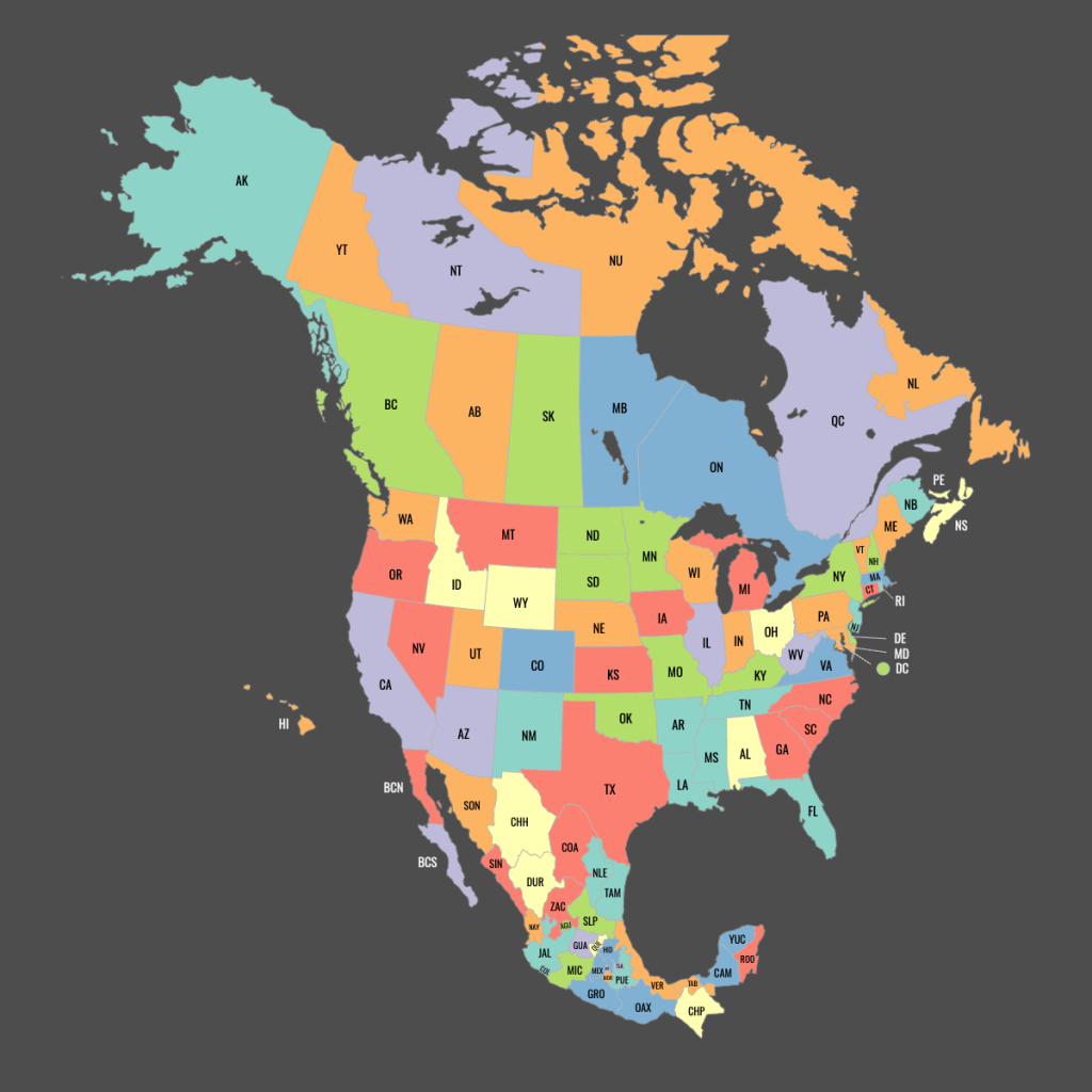 Blank Map Of Canada, Usa And Mexico — Ultimaps | Maps Of Usa And Canada